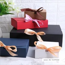 Несколько размеров черный белый крафт-бумага подарочная коробка посылка Свадебная вечеринка коробка для конфет с лентой