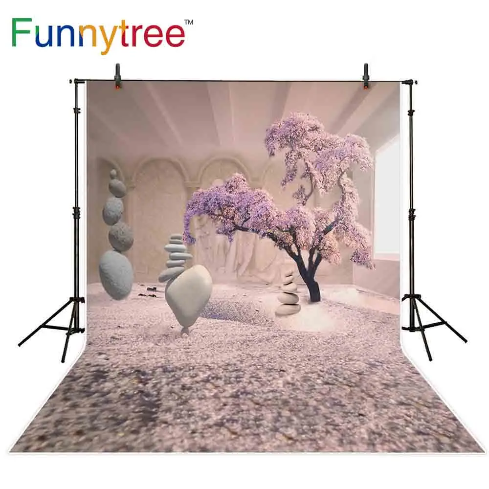 Фон Funnytree для фотостудии розовые цветы вишня Весенняя комната камни