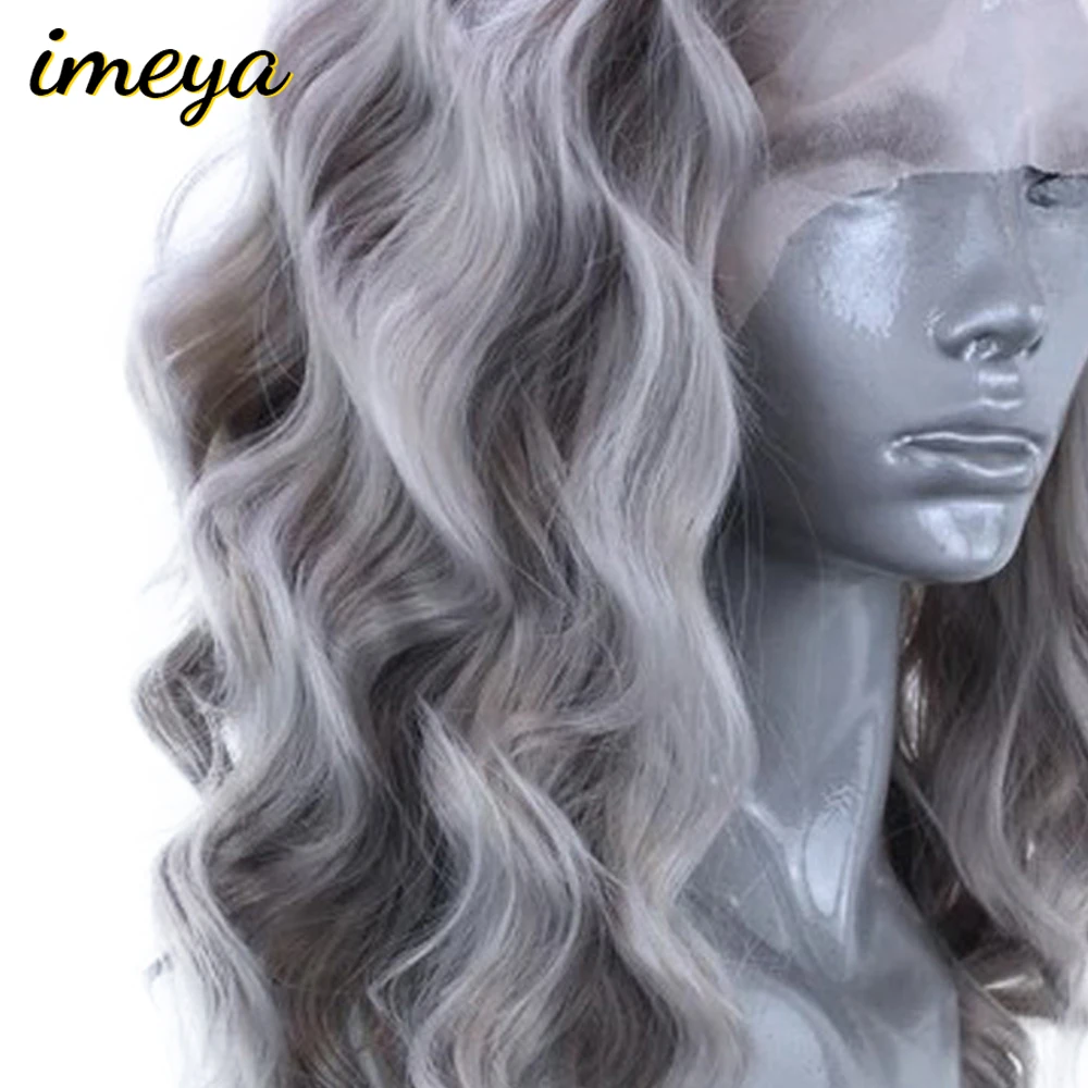 FANXITON Bouncy Curly Short Grey Wigs Synthetic High Temperature Fiber Hair Wig For Women Perucas Front Lace Hair Natural Part