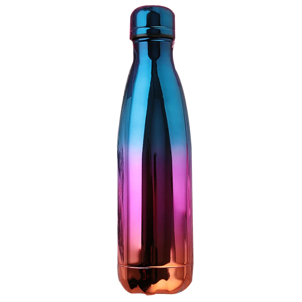 

500ml Vacuum Insulated Flask Gradient Plated Gift Stainless Steel Portable Outdoor Fashion Beer Sports Cola Shaped Water Bottle