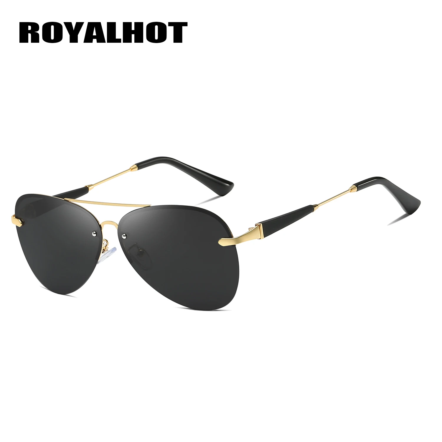 RoyalHot мужские и женские Поляризованные солнечные очки с квадратной оправой из сплава, солнцезащитные очки для вождения, солнцезащитные очки, мужские очки, мужские 900143 - Цвет линз: gold