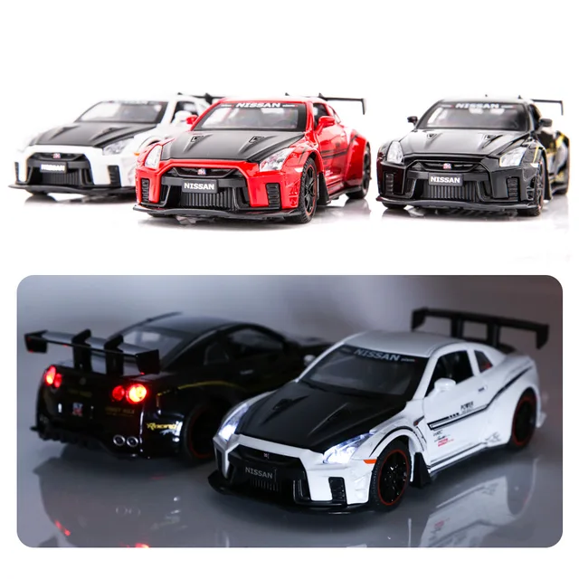 1:32 Nissan GTR R35 Sports Car Alloy Model Car Children Kids Toys Car Diecasts & Toy Vehicles Toy Cars Strong Pull-back Sound 5