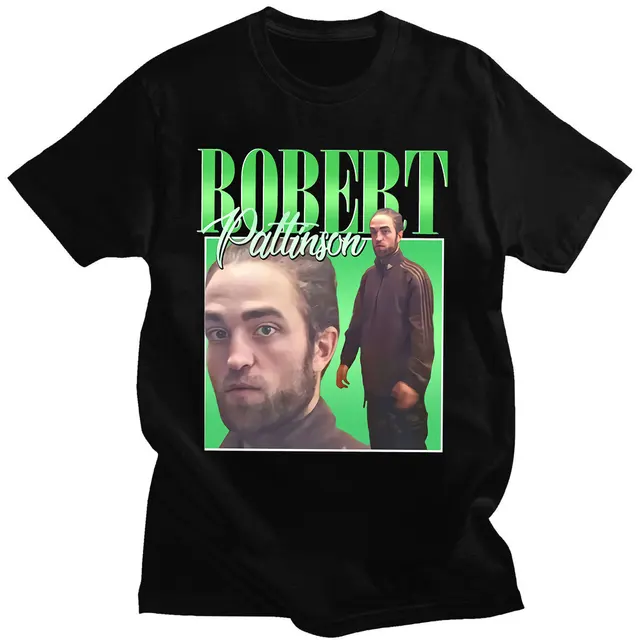 Robert Pattinson 90s Vintage Unisex Black Tshirt Men T Shirt Oversized Graphic T Shirts 100% Cotton T-shirt Man Woman Tees Tops Black 1636