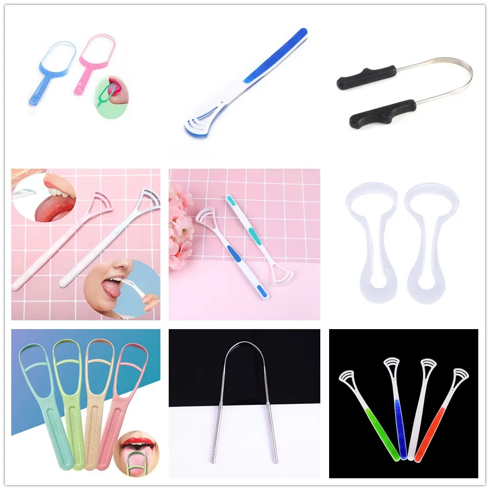 3PCS/2PCS/1PCS Tongue Cleaner Scraper Oral Tongue Brush Mouth Tongue Cleaning Brush Fresh Breath Maker Hygiene Car Teeth Tool