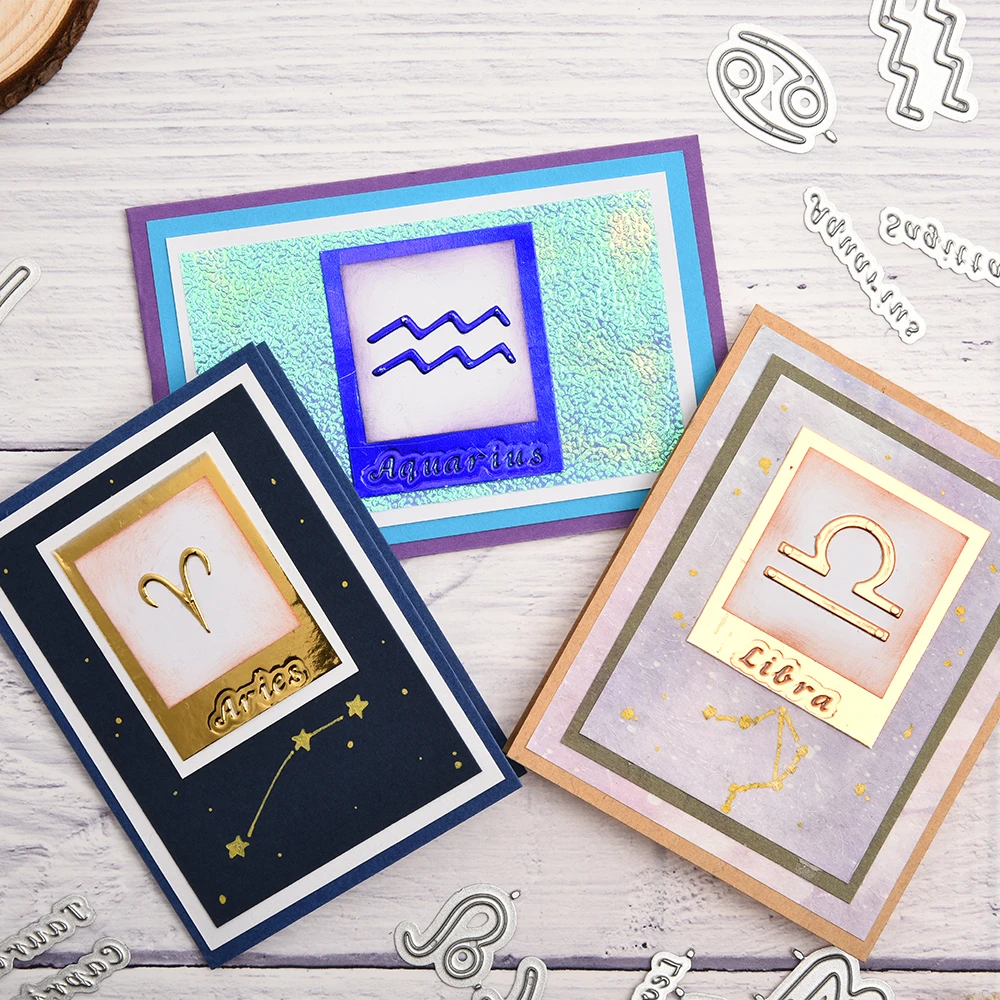 Naifumodo Constellation Letter Metal Cutting Dies Zodiac Sign Scrapbooking For Cards Decorative Embossing DIY Crafts Stencil New | Дом и сад