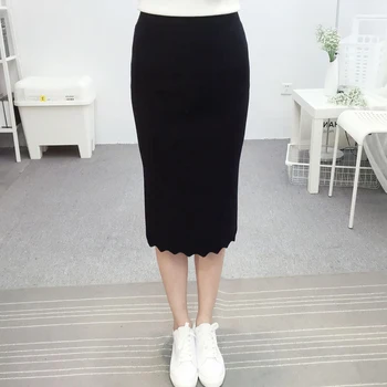 

Korean version of the knit women skirts Slim was thin high waist bag buttocks step split skirt half summer 7813