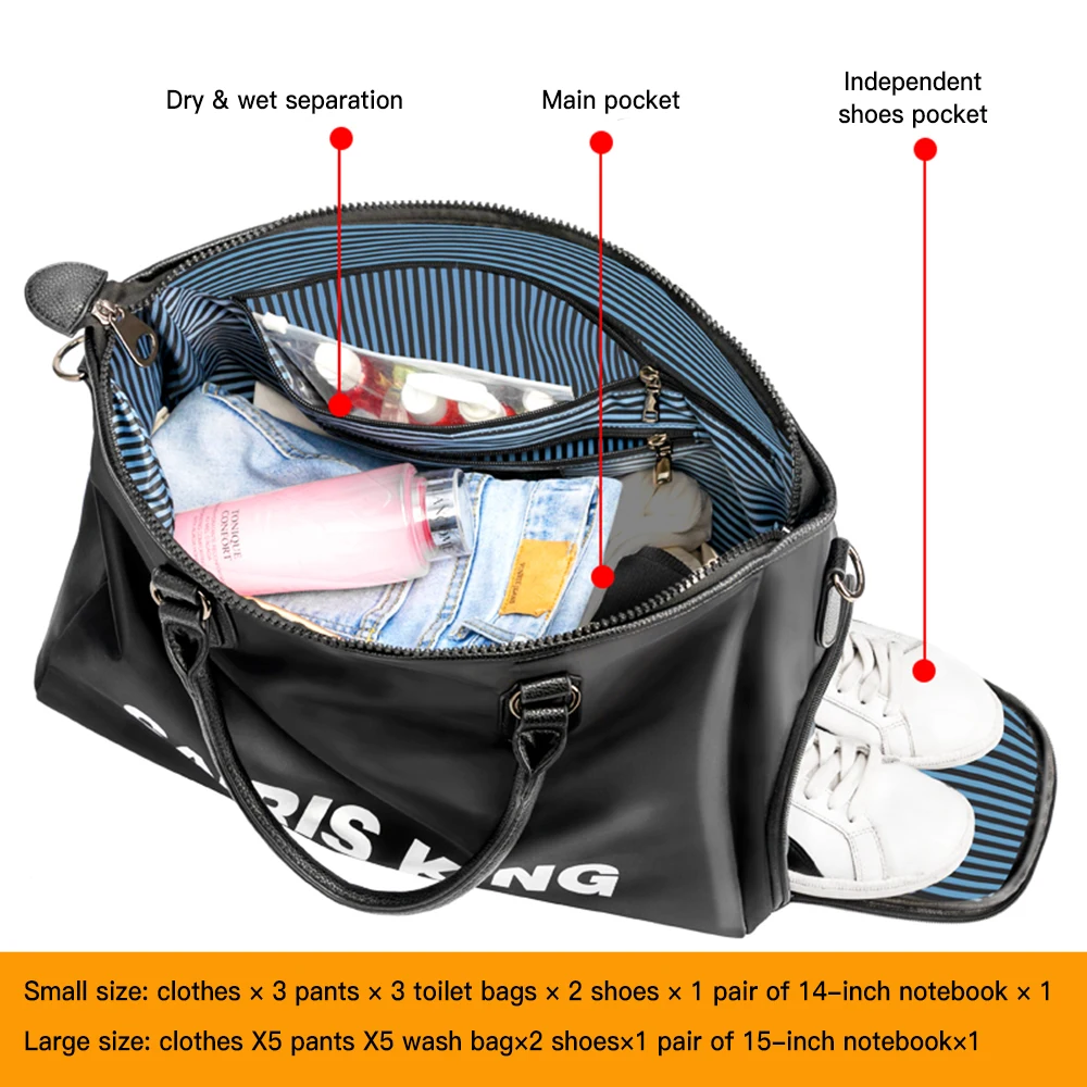 Travel Sports Bag Large Capacity Fitness Handbag Luggage Travel Nylon Duffle Bags Nylon Weekend Multifunctional Gym Bag  X335D