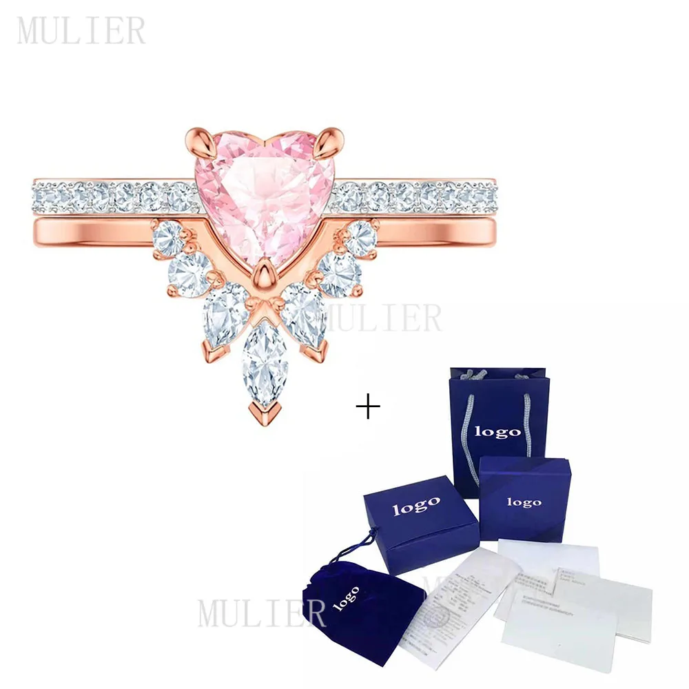 

SWA 2019 Fashion Original High Quality New ONE Love Double Ring Female Fashion Love Light Luxury Small Two Wear Rings