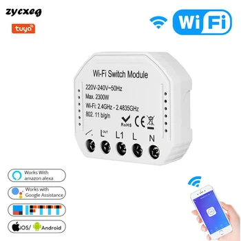 

Wifi Smart Light Support An External Switch Mini Diy Breaker Module Tuya APP Remote Control,Works with Alexa Echo Google Home