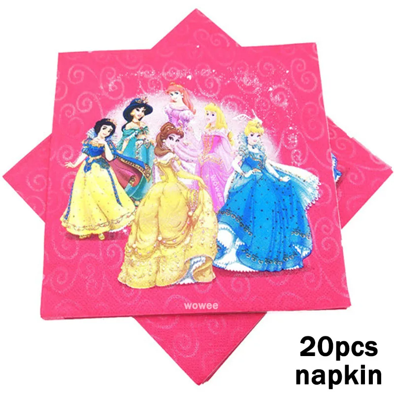 20Napkin Принцесса Ариэль Снежная королева фильм детский день рождения украшения Дети девочка вечерние принадлежности штамп лучший подарок - Цвет: 20Napkin