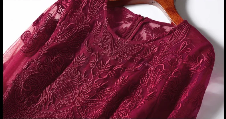 4xl Платье Vestidos De Festa весенне-летние вечерние платья для мамы и невесты женское сексуальное платье из тюля с вышивкой до середины икры красное вино