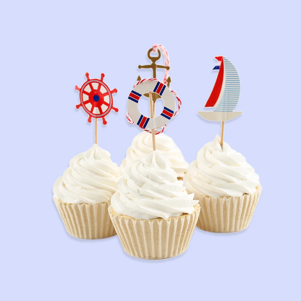 

Colorful Anchor Flags Toppers Cake Decoration Paper+Wood Supplies 10cm