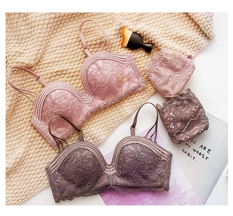 Roseheart, новинка, женское модное сексуальное нижнее белье, без косточек, кружевная отделка, цельные хлопковые трусики, пуш-ап, комплекты бюстгальтеров, нижнее белье