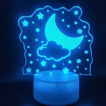 

3D Lamp Best Selling The Stars and The Moon Awesome Present for Kids Color Changing for Indoor Decoration Led Night Light Lamp
