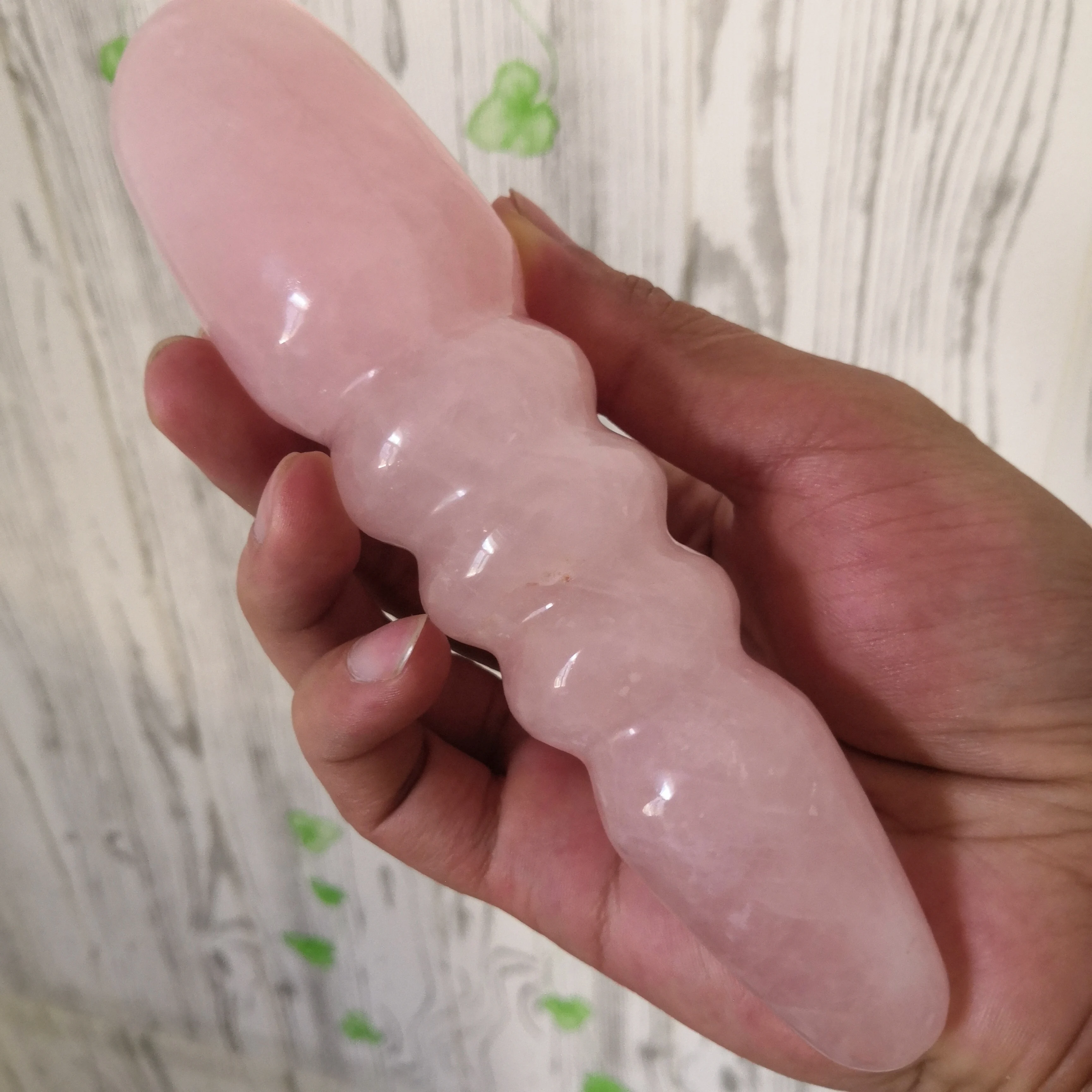 

18cm Natural Rose Quartz Crystal Stone Sculpture Wand Healing Crystal Large Long Gemstone Yoni Massage Wand As Gift For Women
