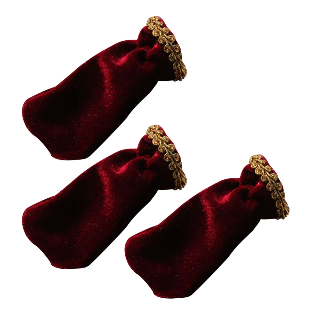 Set of 3pcs Pleuche Piano Pedal Foot Cover Case Bordered Protective Sleeve