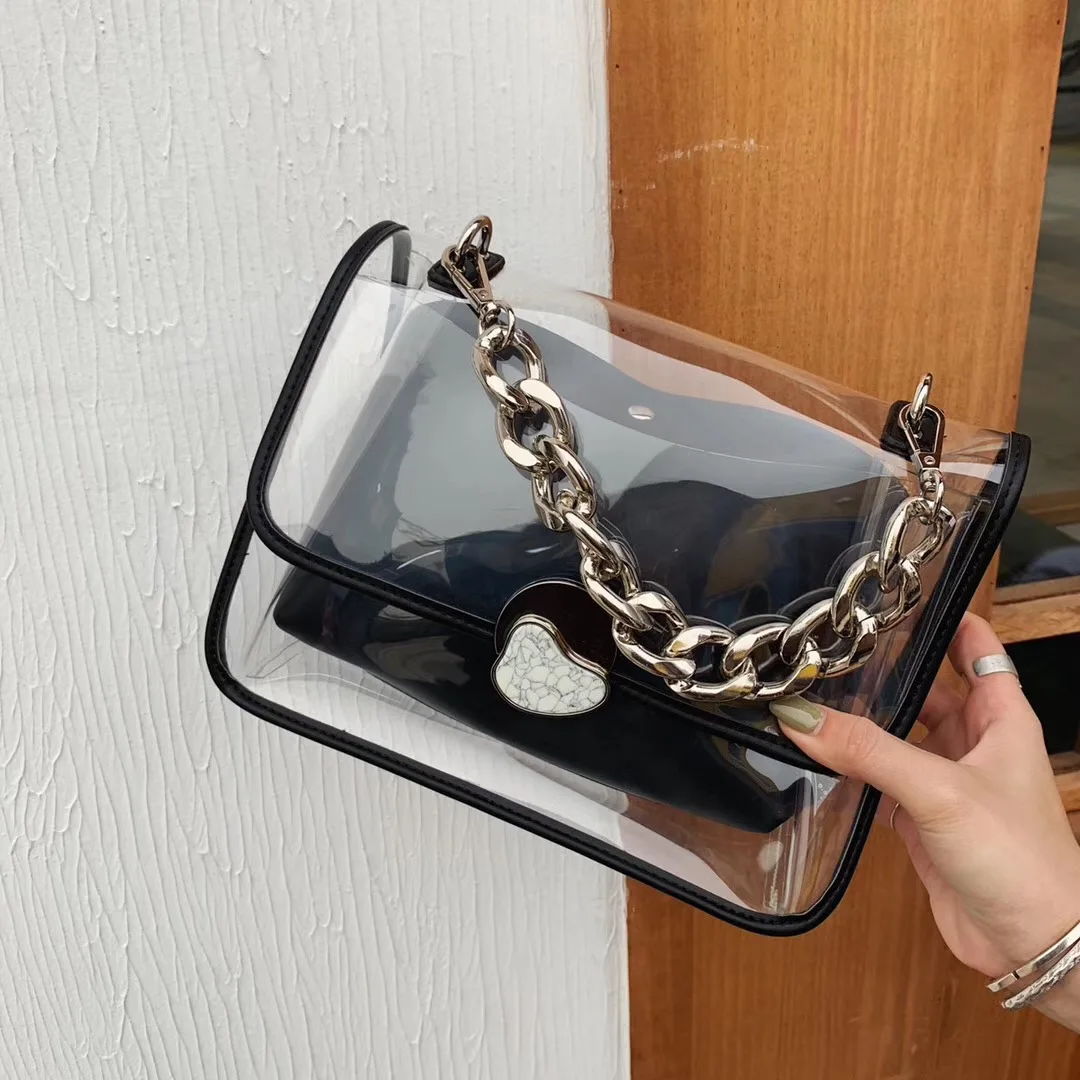 

Jelly Bag Wild Tide Shoulder Bag Fashion Handbags Small Square Bag Transparent Bag Purses and Handbags for Women