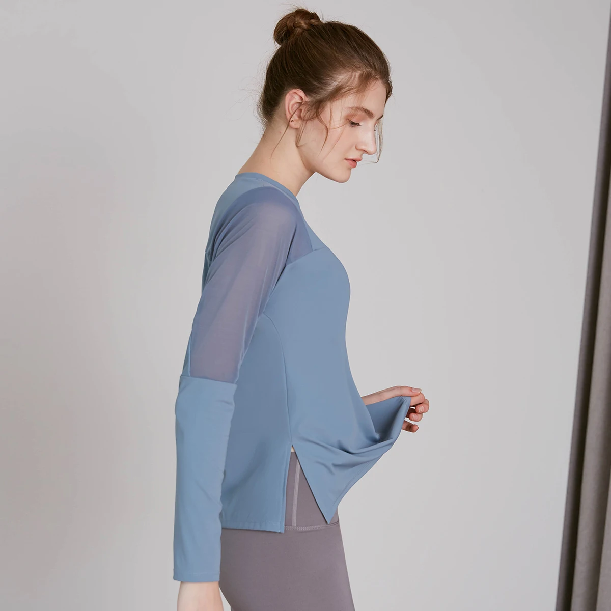 Vansydical Mesh Yoga Shirts Women Loose Sport Workout Training Tees Long Sleeve Fitness Running Tops