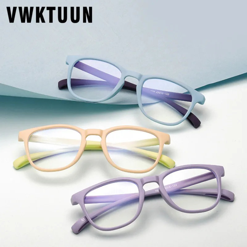 

VWKTUUN Silicone Glasses Frame Boys Girls Blue Light Blocking Glasses Square Glasses Frame Children Reading Computer Glasses