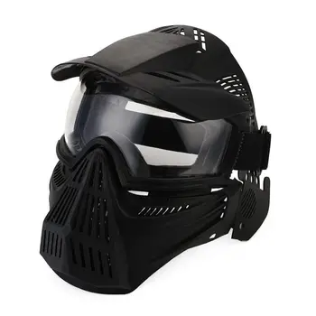 

Retail Tactical Outdoor Lens Mask Full Face Breathable Cs Hunting Military Army Airsoft Protection Masks Accessories——Black