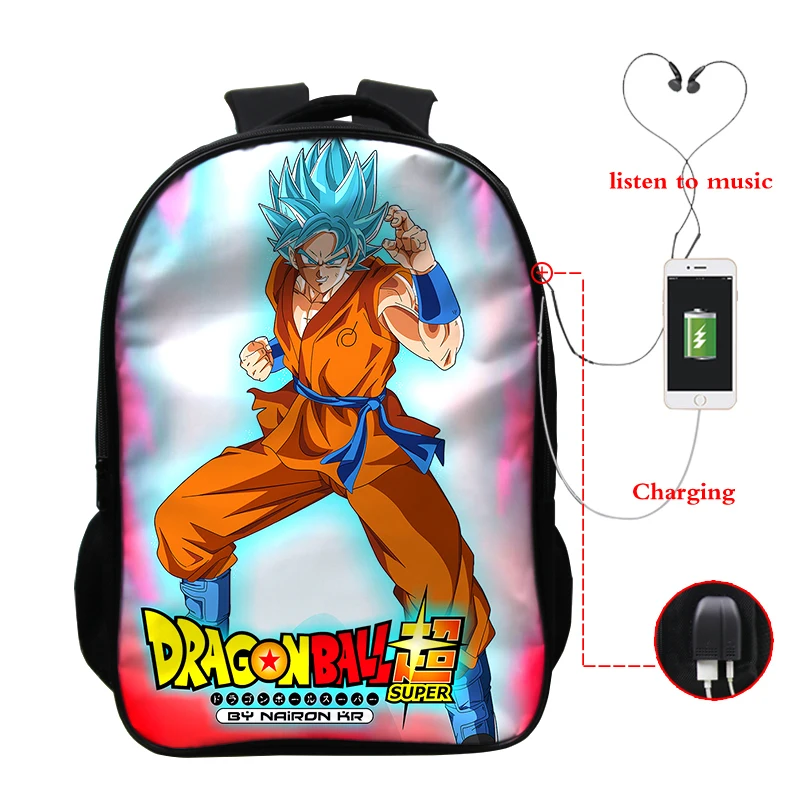 Рюкзак для наушников с usb-зарядкой Sac Dos Mochila Super Saiyan Dragon Ball Z, рюкзак с аниме Гофу, сумка для ноутбука, школьный рюкзак