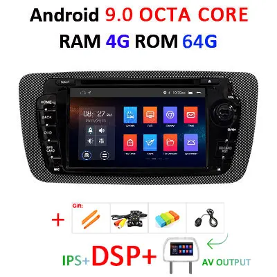 4G 64G ips экран DSP AV выход Android 9,0 автомобильный dvd-плеер для сиденья IBIZA 6J 2009-2013 gps-навигация, радио, стерео Мультимедийный ПК - Цвет: 9.0 4G 64G DSP-AVOUT