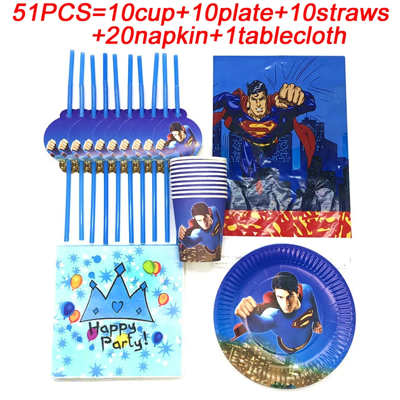 

81pcs/Set Superhero Ultraman Kids Birthday Decoration Supplies Tableware Plates Cups Napkin Straws Tablecloth Baby Shower Favors