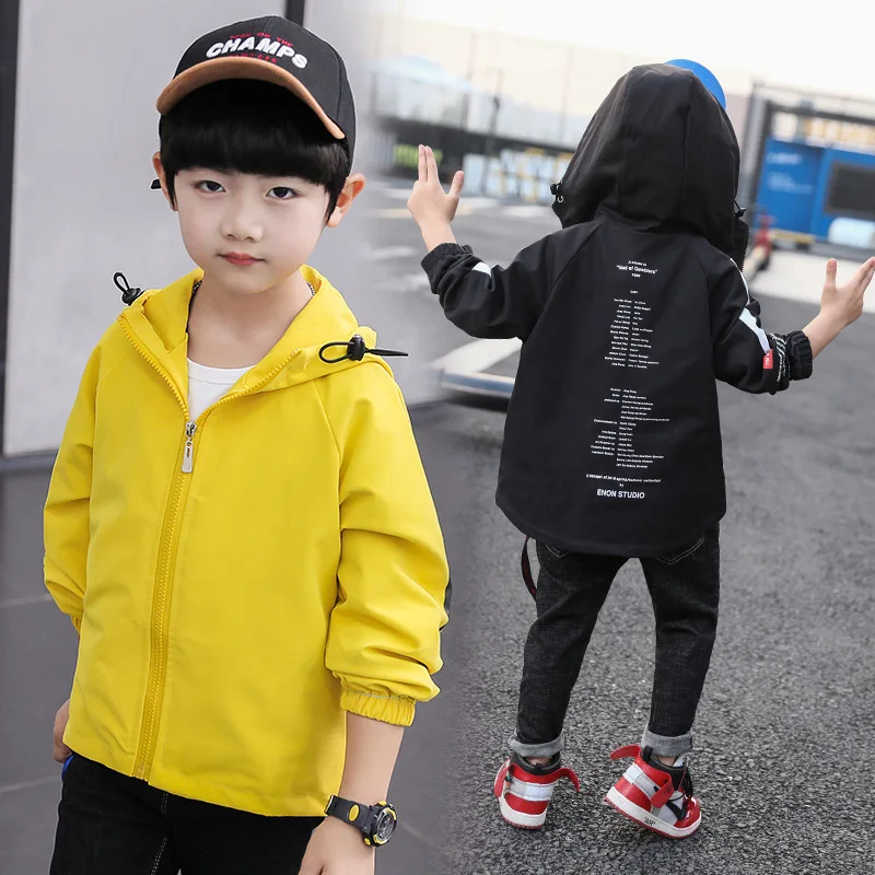 

2019 New Style Versatile CHILDREN'S Jacket BOY'S Autumn Clothing Big Boy Children Back Lettered Trench Coat Childrenswear