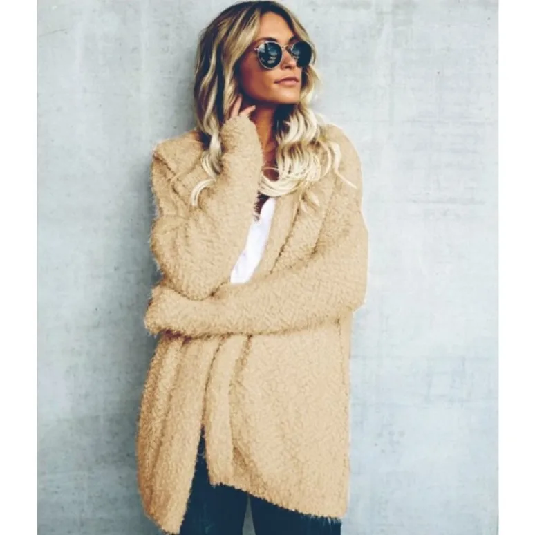 2021 Autumn Teddy Jacket Women Fleece Hooded Coat Vintage Long Cardigan Coat Thin Hoodies Overcoat Y2k Tops Outerwear