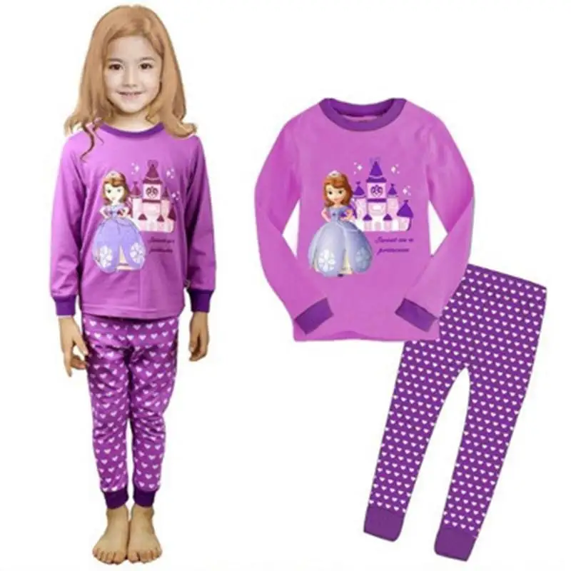 Комплект одежды для маленьких девочек с героями мультфильмов; детский спортивный костюм из хлопка; детская пижама с длинными рукавами; vetement fille - Цвет: Chocolate
