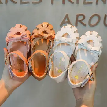 

Girl'S Sandals Princess Shoes 2020 Summer New Style Children Weaving Bow Sandals Korean Version of Head Sandals
