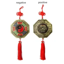 

1 PC Feng Shui Foo Dog Biting a Sword Bagua Mirror with Chinese Knot Tassel for Office Family Protection