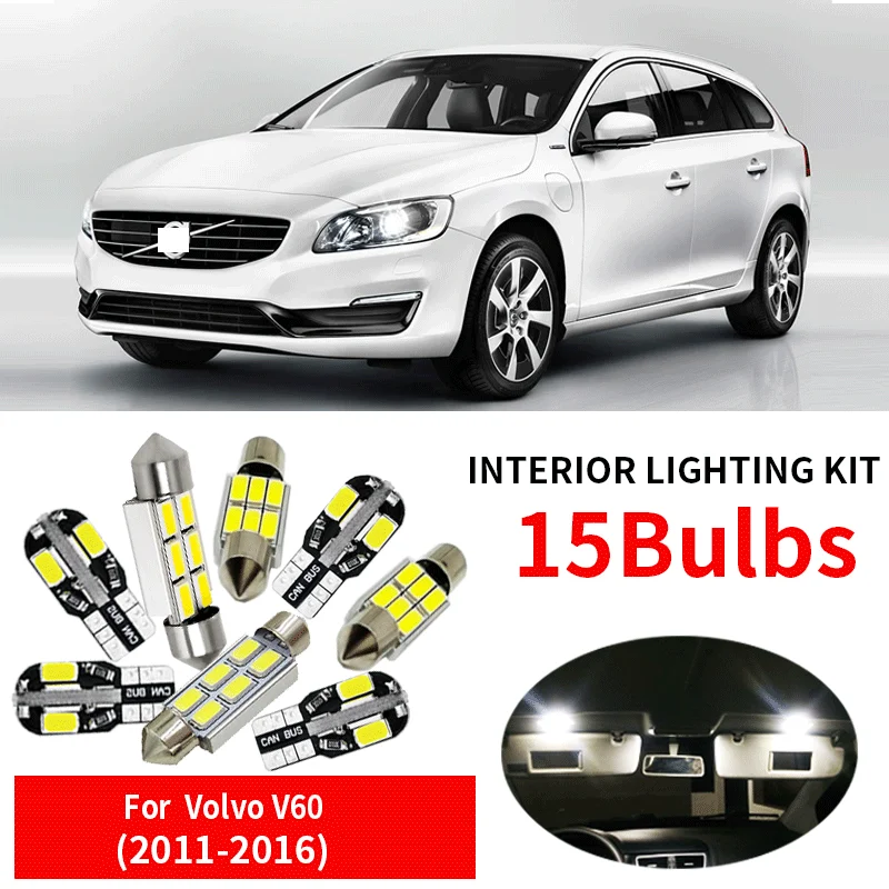 15X фонарь для интерьера автомобиля 2011 2016 Volvo V60 светодиодная внутренняя подсветка