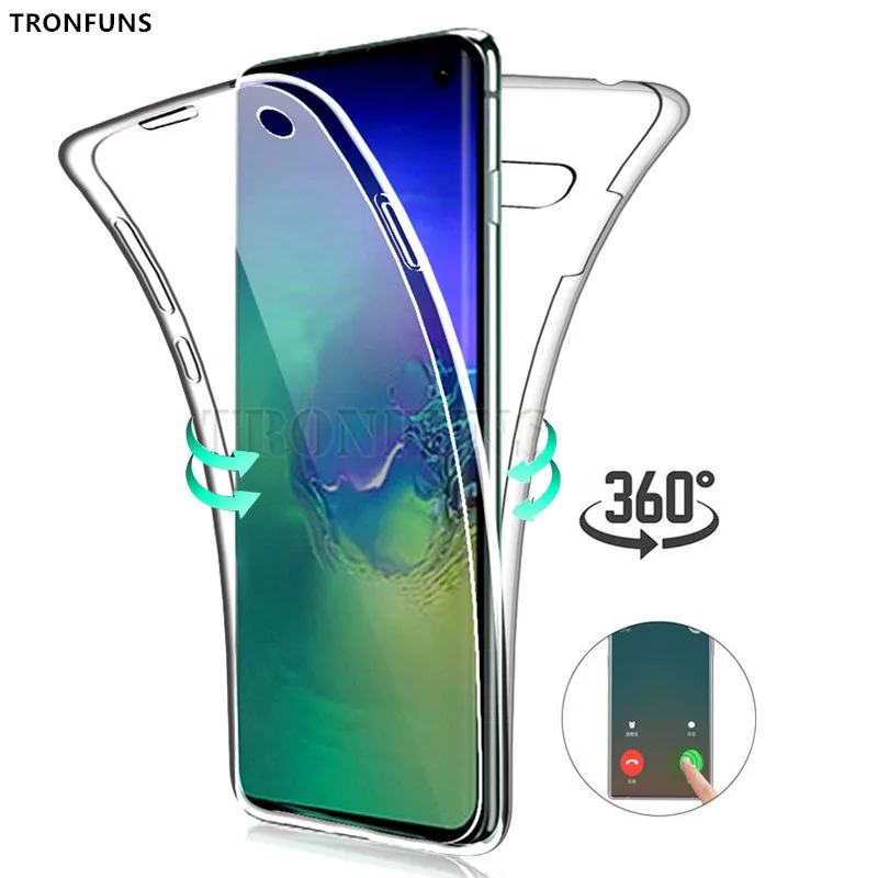 Двойной чехол 360 для Samsung A50 A70 A30 A20 A20E A10 A40 A9 A8 A7 2018 S8 S9 S10 Plus S10e S7 edge Note 9 10 мягкий из