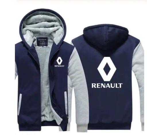 S-5XL мужские толстовки на молнии для Renault, зимние мужские куртки на молнии, пальто размера плюс