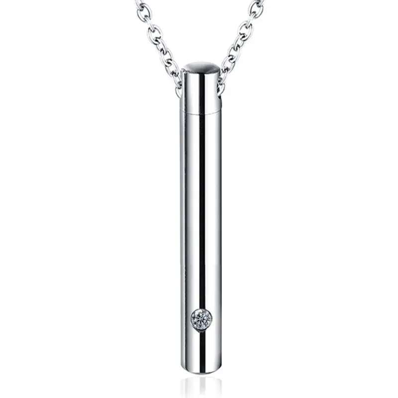 Cylinder Pet Cremation Urn Necklace Stainless Steel Cat Dog Ash Memorial Container Holder Jewelry Memorial Keepsake Pendant