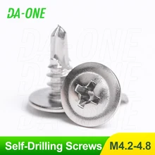 M4.2 M4.8 Wood Self-tapping Drilling Screws 10/40 Pcs Stainless Steel Phillips Cross Round with Washer Locking Sheet Screw Bolts