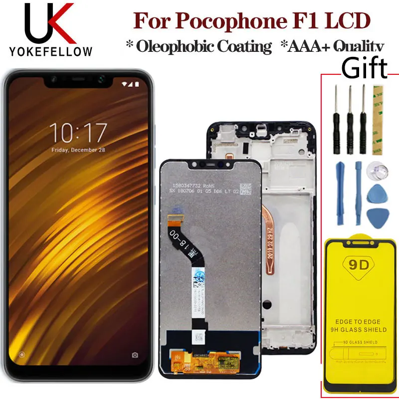 ЖК экран и рамка для Xiaomi Pocophone F1 6 18 дюйма AAA 2246*1080 разрешение|Экраны мобильных