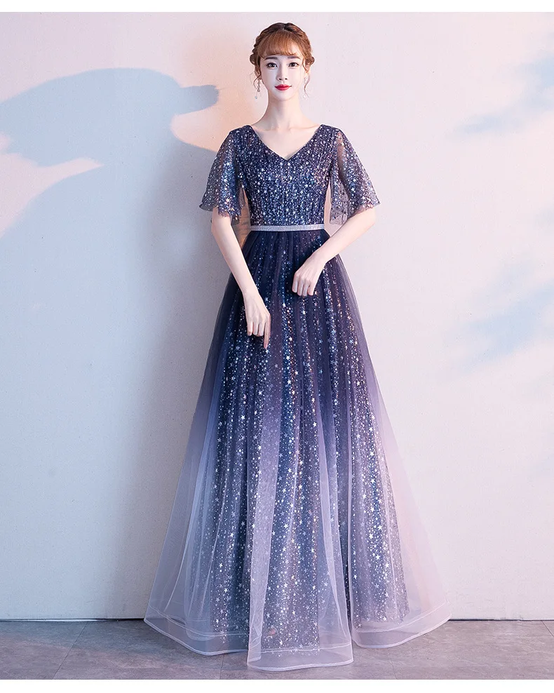 DEERVEADO D255 A Line V Neck Long Prom Dresses Woman Occasion Dress Party Prom Gown Formal Dress Vestido De Festa