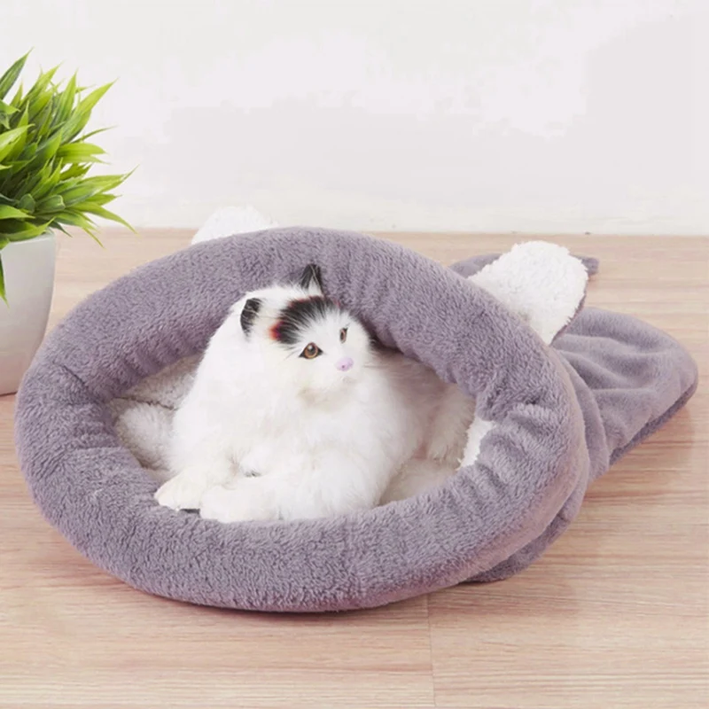 

Small Pet Velvet Warm Sleeping Bag For Winter Cat Comfortable Hideout Washable House For Pet Cat KattenmandCute