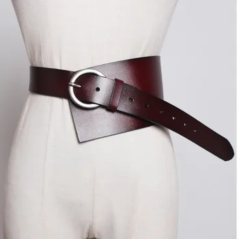 

[EWQ] 2020 Spring autumn New Pattern Special Cowhide Patchwork PU Irregular Wide Waist Seal Belt Belt Women Fashion AE439016