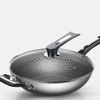 

304 Stainless Steel Wok Non-stick Pan Less Smoke Multi-function Household Cooking Pot Induction Cooker Gas for Wok