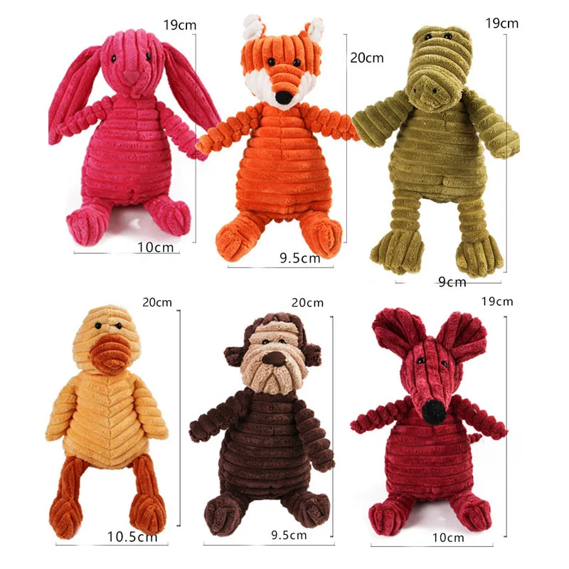 Corduroy Dog Toys for Small Large Dogs Animal Plush Dog Squeaky Toy Puppy Chew Toys Bite Resistant Pet Toy For Dogs Squeaker 6