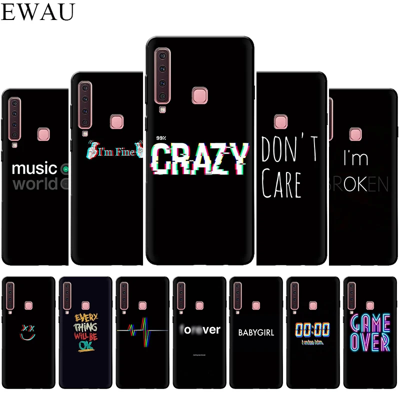 

EWAU Color text on a black background Silicone phone case for Samsung A3 A5 A6 Plus A7 A8 A9 A10s 20s 30s 40s 50s 60 70 J6