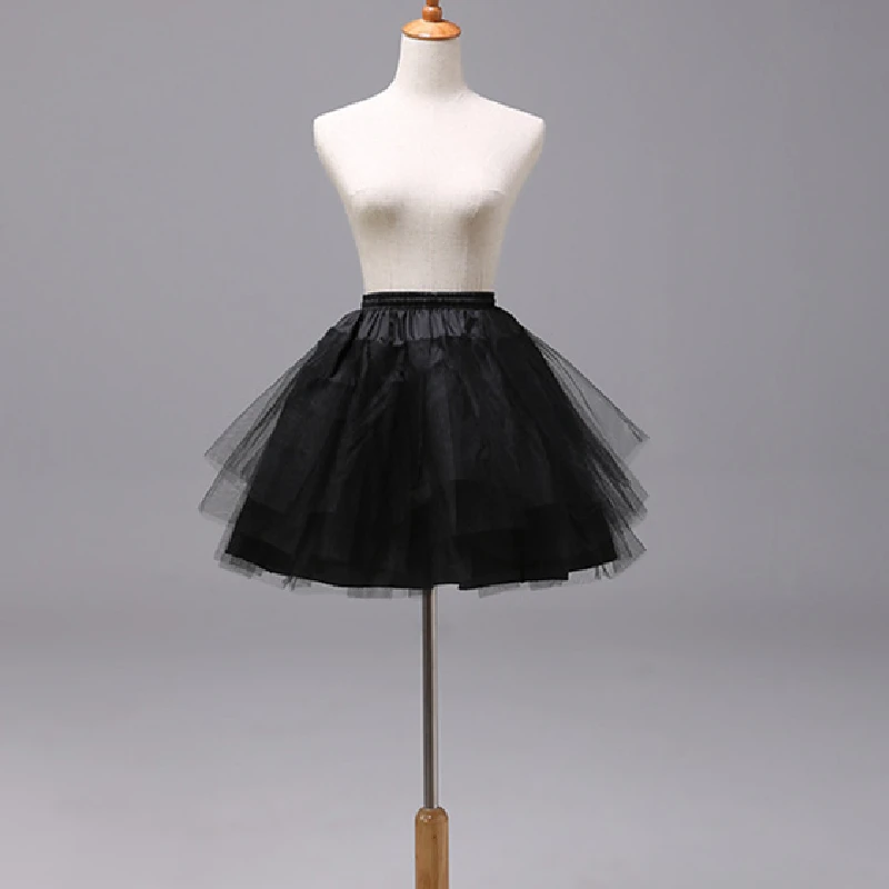White Black Maid Outfit Lolita Ballet Petticoat Tulle Ruffle Crinoline Bridal Boneless Petticoats Tutu Dress Kid Girl Underskirt