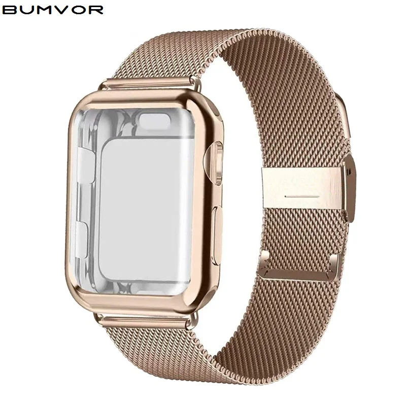 Миланская петля ремешок с чехол для Apple Watch Series 5/4/3/2 из нержавеющей стали на