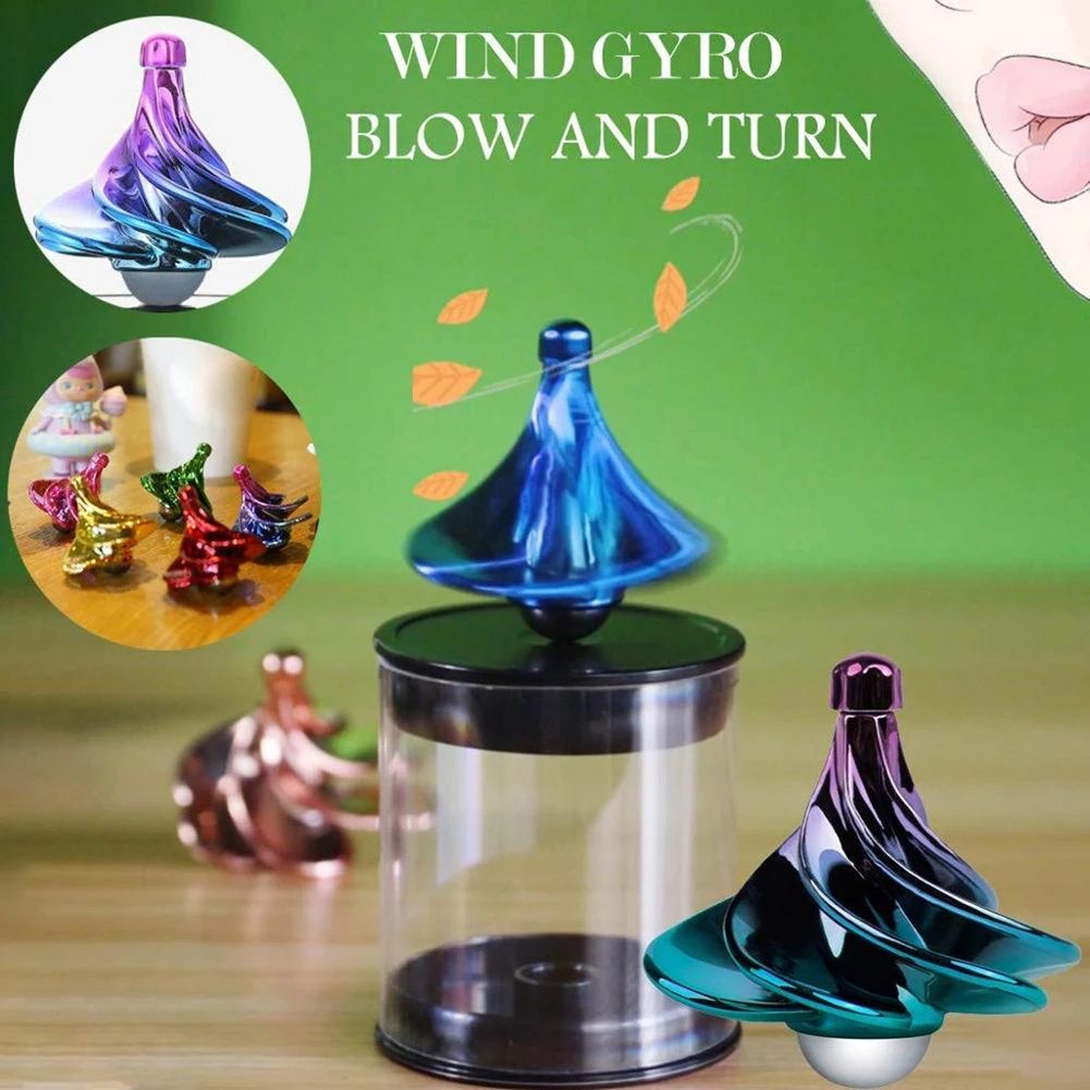 Aurora 2 Pack Unique Gift Wind Gyro Based Spinning Tops for Kids and Adults Airflow Spinning Top Wind Gyro Wind Blow Turn Gyro Stress Relief Toy for Kids and Adults - The Original Tornado Tops 