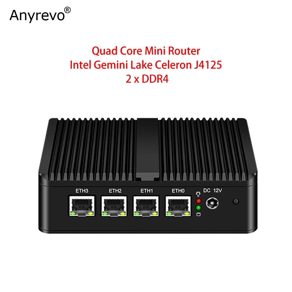 Мини-роутер Intel Celeron J4125 четырехъядерный 2 DDR4 4 intel NICs для pfSense OPNsense VyOS VPN брандмауэра
