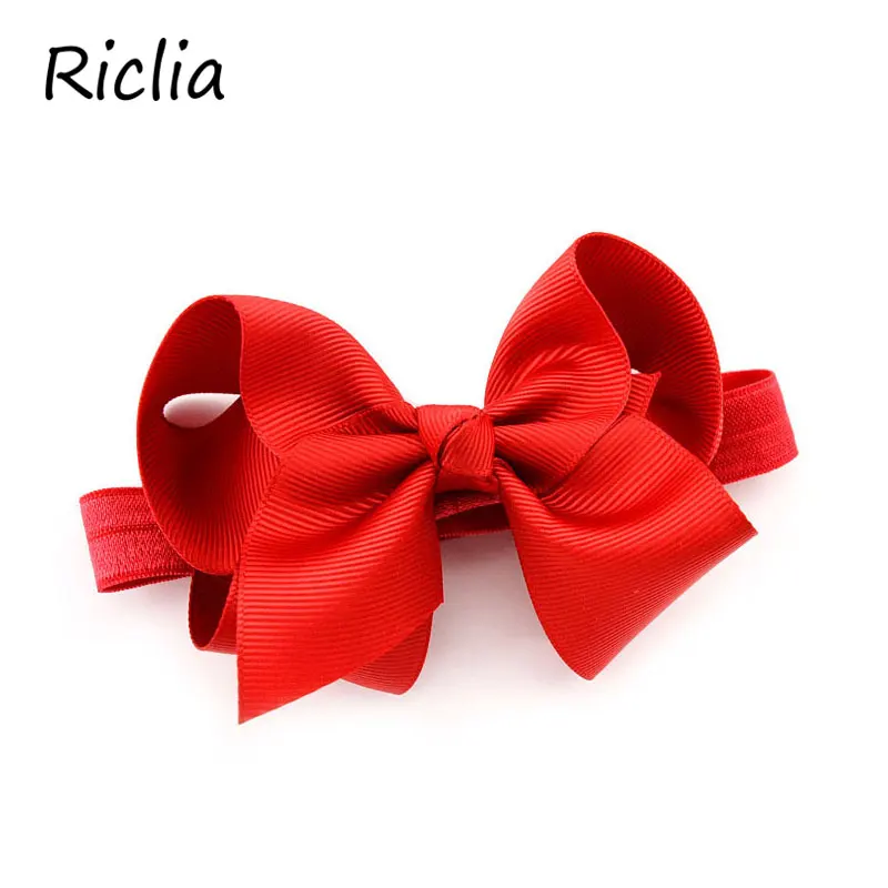 Riclia/20 шт./партия, Детские аксессуары для волос с бантом, однотонные яркие детские повязки, милые модные детские головные волосы, лента для волос для девочек
