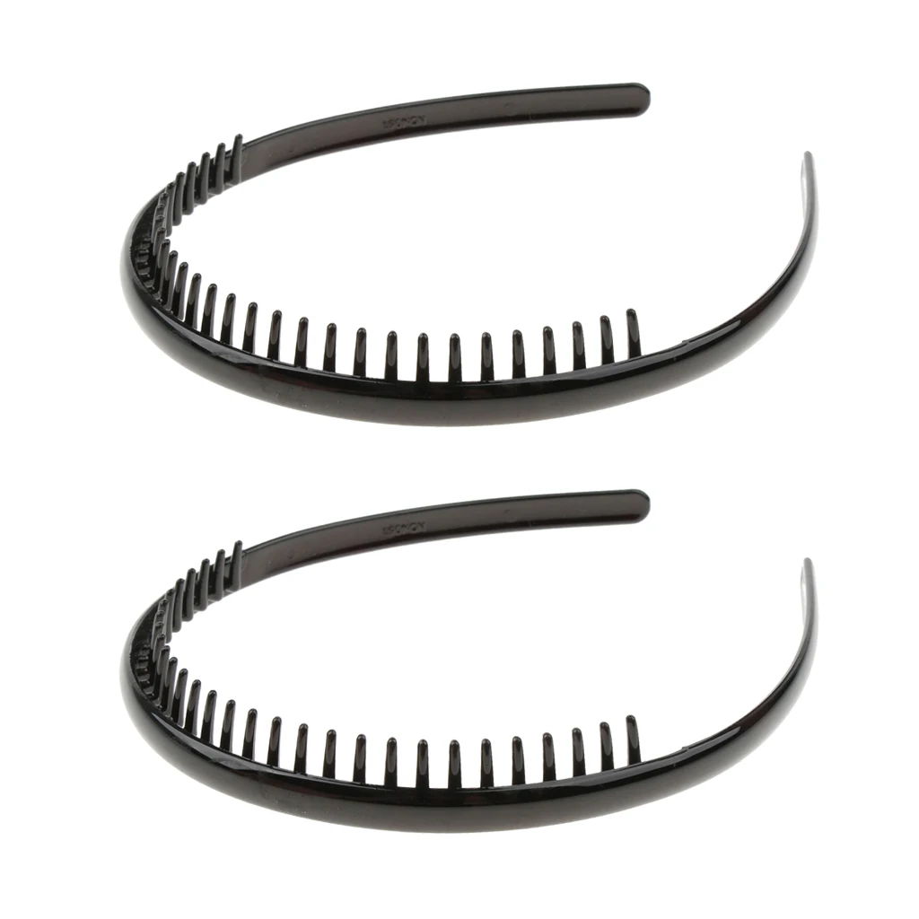 Pack of 2 Toothed Hair Band, Resin Zigzag Headband, Strong Hold Sports Alice Band Headwear